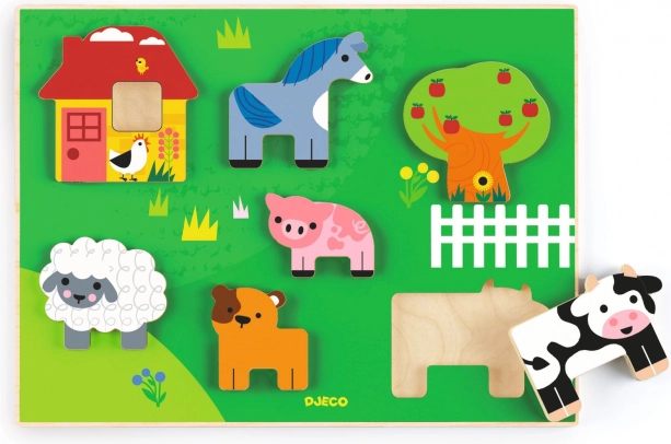 Drevené vkladacie puzzle Farma