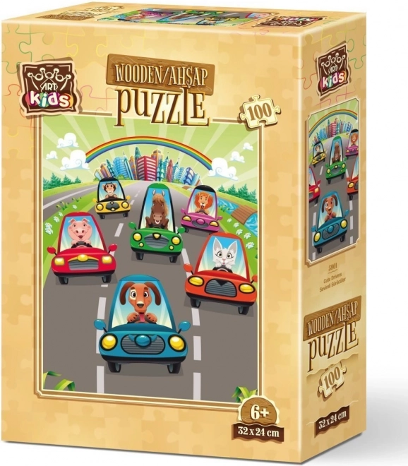 Art Puzzle drevená skladačka Roztomilí vodiči 100 dielikov