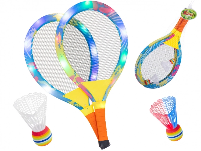 Svetelné LED rakety na badminton + košíky