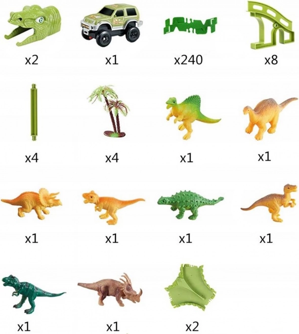 Dinosaurová závodná dráha s autíčkom a figúrkami