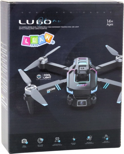 Dron LU60 s dvojitou HD kamerou a LED svetlami čierny