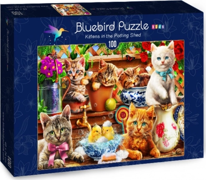 Puzzle mačiatka v záhradnej búde 100 dielikov