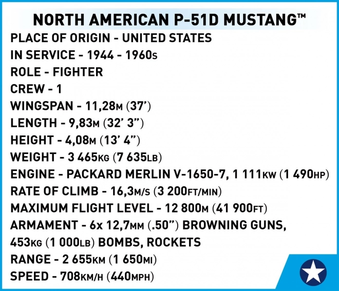 Stavebnica Mustang P-51D