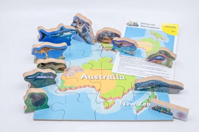 Austrália a jej zvieratá - drevené puzzle pre deti