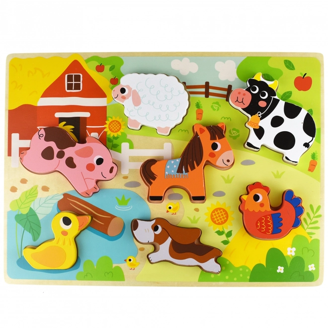 Tooky Toy drevené puzzle Zvieratká na farme