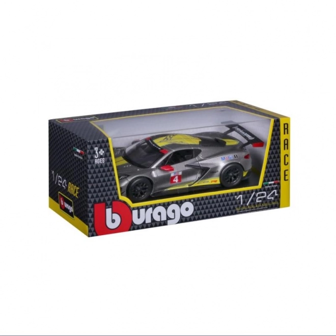 Kovový model auta Bburago 2020 Chevrolet Corvette C8R #3 v žltej farbe