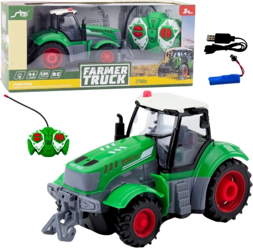 Zelený na diaľku ovládaný traktor 1:24