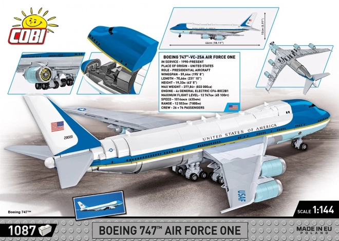 Kockovaný model lietadla Boeing 747 Air Force One