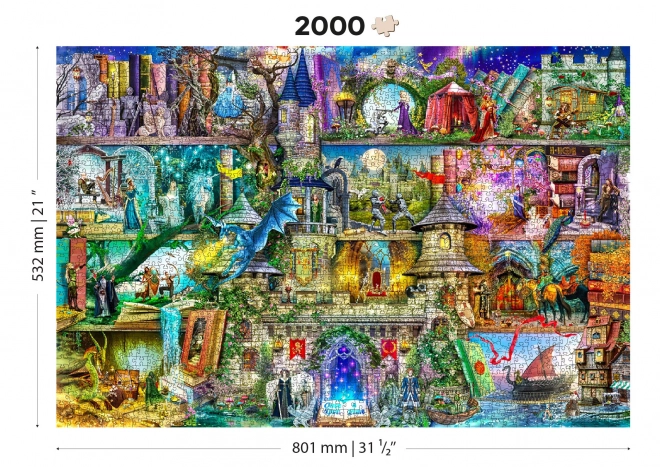 Drevené puzzle Rozprávkové dobrodružstvo 2v1, 2000 dielikov