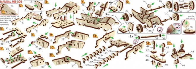 Drevené 3D puzzle - model rally auta