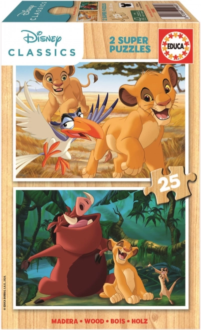 Educa drevené puzzle Lev kráľ 2x25 dielikov