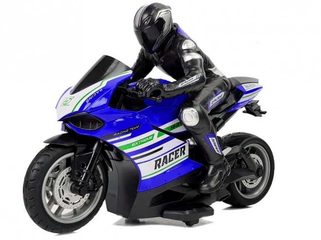 Modrý diaľkovo ovládaný športový motocykel 2.4G