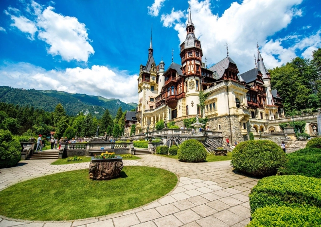 Puzzle Kráľovský hrad, Sinaia, Rumunsko 1000 dielikov