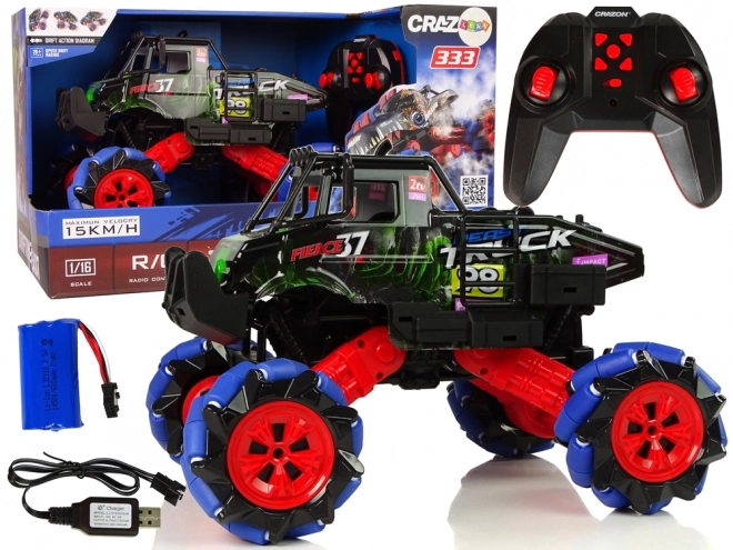 Diaľkovo ovládané terénne driftovacie auto 1:16 2.4G 360° rotácia – Zelená
