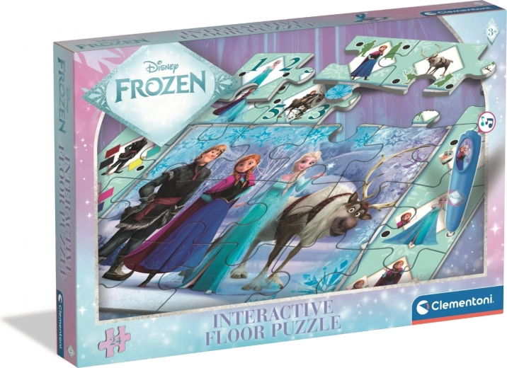 Podlahové puzzle s interaktívnym perom Ľadové kráľovstvo 24 dielikov