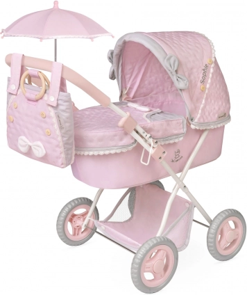 Skladací kočík pre bábiky so slnečníkom a taškou SOPHIE 60 cm