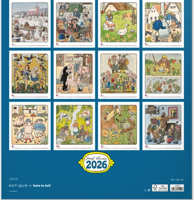 Nástenný kalendár Josef Lada 2026