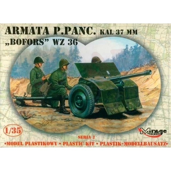 Plastikový model protitankového kanónu 37mm Bofors WZ.36