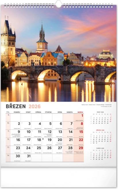 Nástenný kalendár Praha 2026