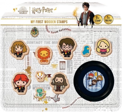 Moje prvé pečiatky HARRY POTTER drevená sada 9+1 s poduškou