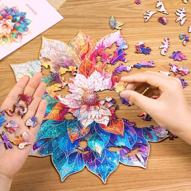 Drevené puzzle Kvetinová mandala