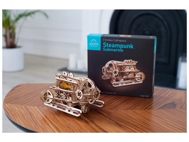 3D drevené mechanické puzzle Steampunková ponorka