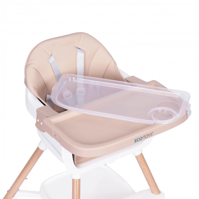 Detská jedálenská stolička 2-v-1, béžová, ECOTOYS