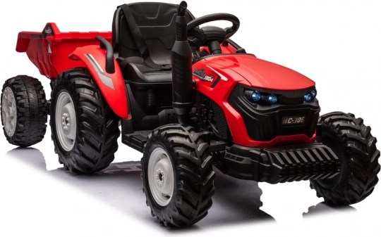 Akumulátorový traktor HC-306 červený s prívesom 24V