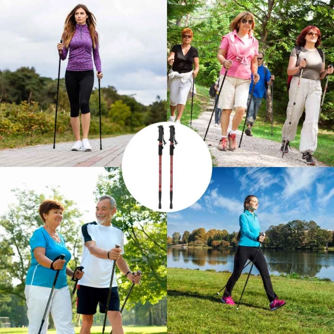 Trekové palice pre Nordic Walking skladacie 2 kusy červené