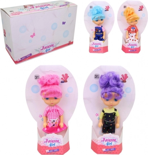 Bábika pre dievčatká 16 cm, 4 farby, 12 kusov