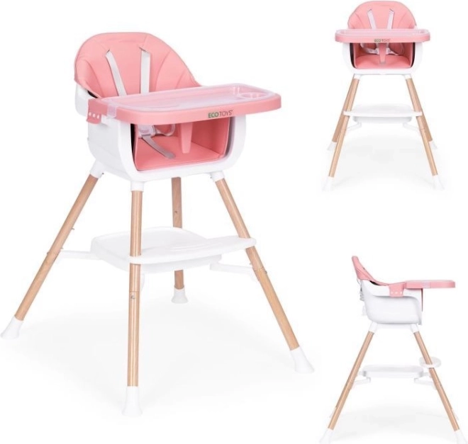 Detská jedálenská stolička 2 v 1, ružová, ECOTOYS