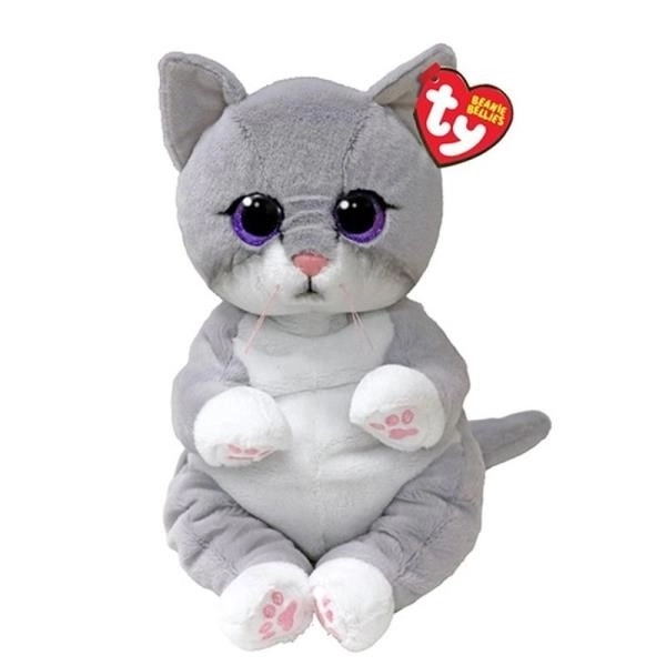 Plyšová hračka Ty Beanie Bellies sivá mačka 24 cm