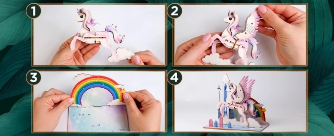 3D drevené puzzle Jednorožec