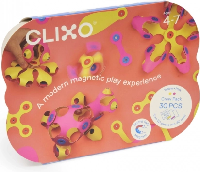 Magnetické stavebnice Clixo Crew Pack ružovo-žlté