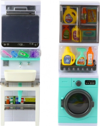 Umývadlo so zrkadlom a úložnými poličkami