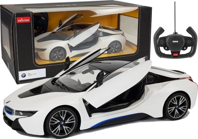 Auto na diaľkové ovládanie BMW i8 Rastar 1:14 biele s automatickými dverami