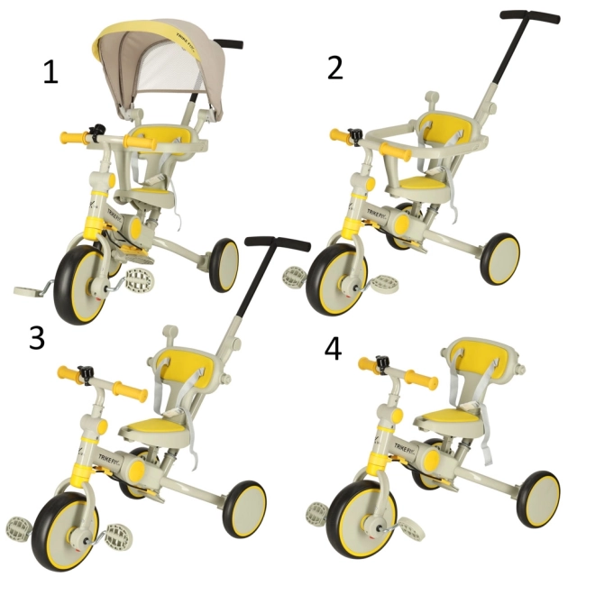 Detská trojkolka TRIKE FIX s opierkou - žlto-čierna