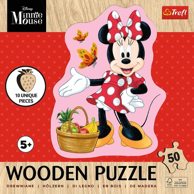 Drevené puzzle Šťastná Minnie 50 dielikov