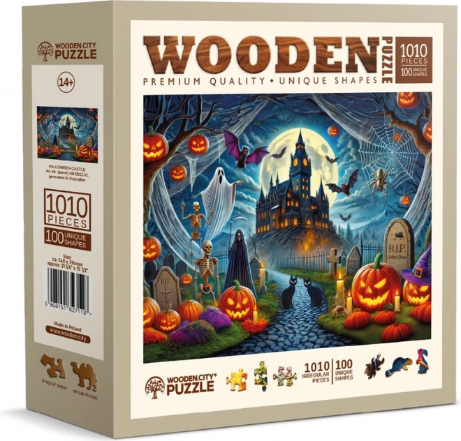 Drevené puzzle Halloween hrad