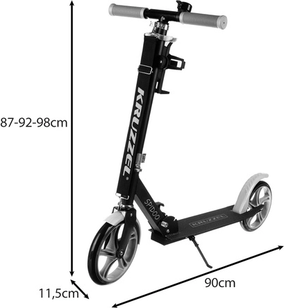 Skladacia mestská kolobežka pre deti s veľkými kolesami (200 mm) – sivá