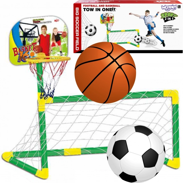 Športová sada 2v1 Detský basketbal a futbal Woopie