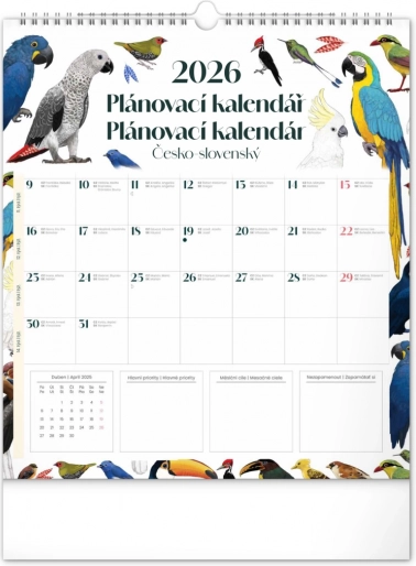 Nástenný plánovací kalendár Animalium 2026