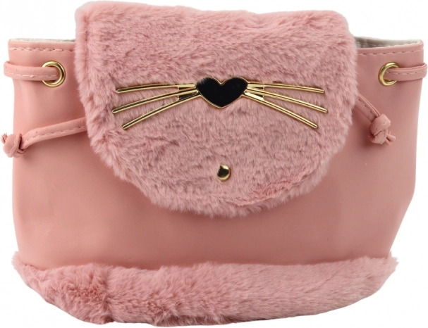 ružový detský plyšový batôžtek s uškami, nastaviteľný popruh, 22 cm, 4 l