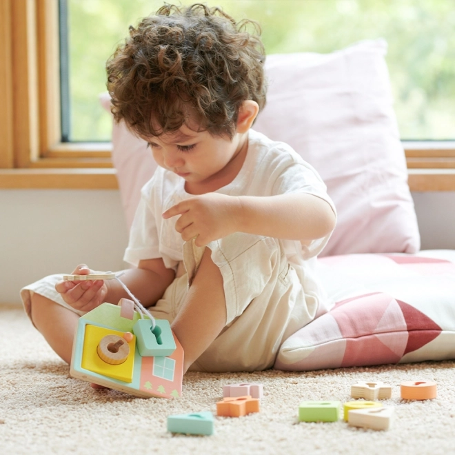 Classic World Montessori drevené navliekanie kľúče a dvere 11 ks