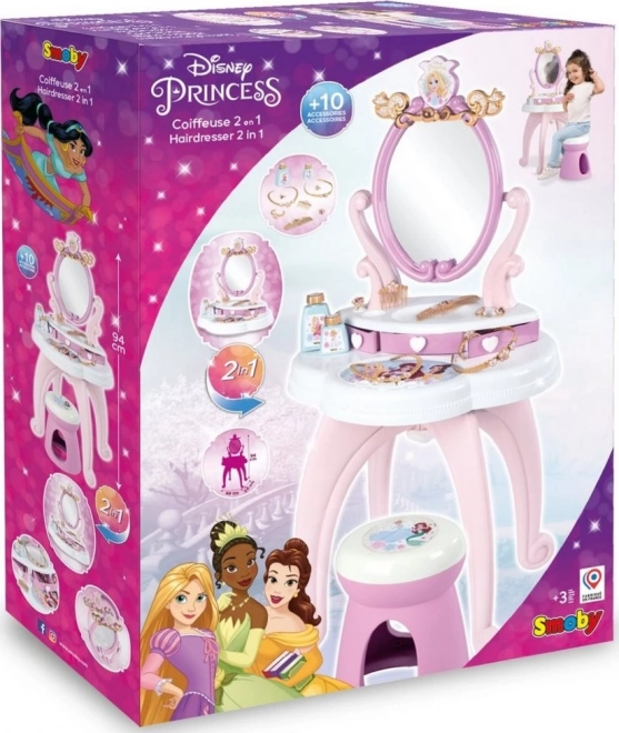 Toaletný stolček Disney Princezné so stoličkou 2v1