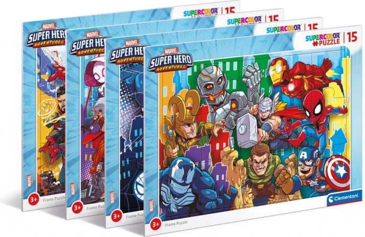 Rámové puzzle 15 dielikov Superhero Clementoni