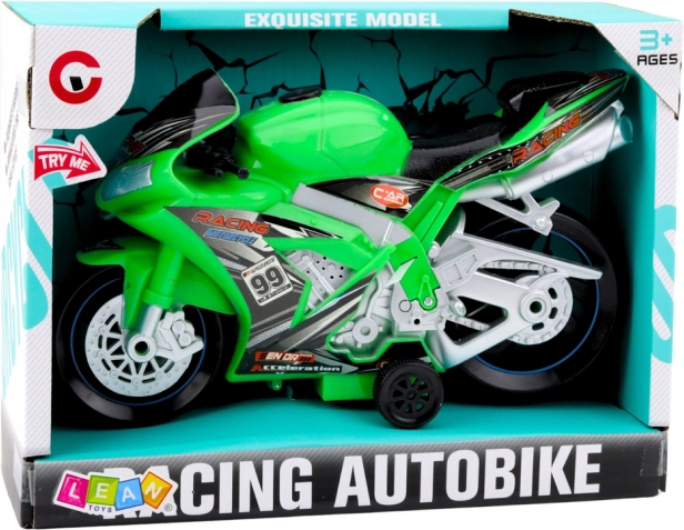 Závodná motorka s efektmi svetla a zvuku zelená hračka
