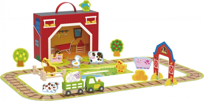 Drevená farma v kufríku Tooky Toy