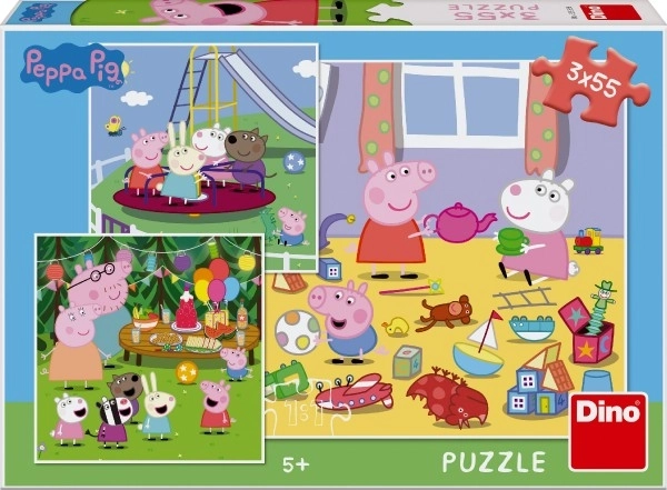 Detské puzzle Prasiatko Peppa na prázdninách 3x55 dielikov