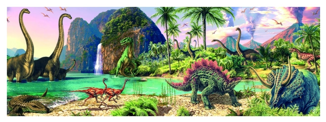 Panoramatické puzzle Dinosaury pri jazere